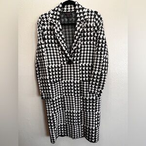 Christian Siriano Doubleknit Houndstooth Cardigan, Single Button, coatigan